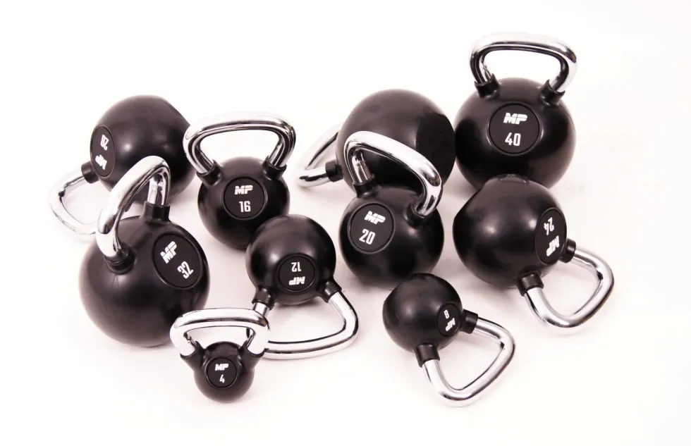 Muscle Power Rubberen Kettlebell - Zwart - 40 kg